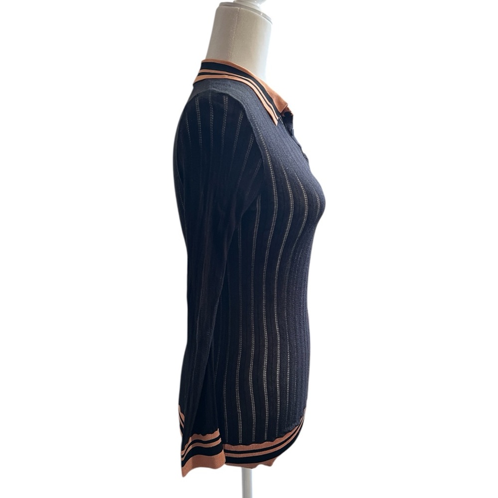 Scotch & Soda palm love black and orange knitted polo shirt. - Picture 2 of 7
